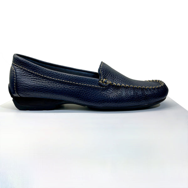 EYS Alice Ladies Blue Leather Loafer Slip On Shoes