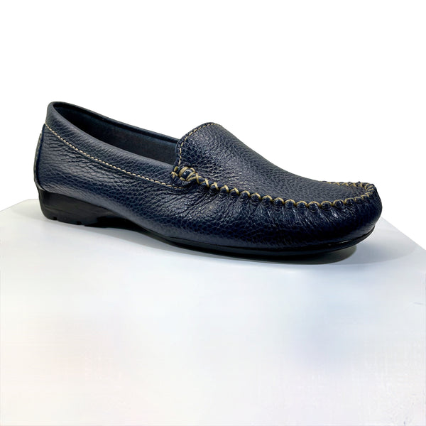 EYS Alice Ladies Blue Leather Loafer Slip On Shoes