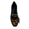 EYS 16529 Ladies Black Nubuck And Leopard Print Leather Slip On Loafers