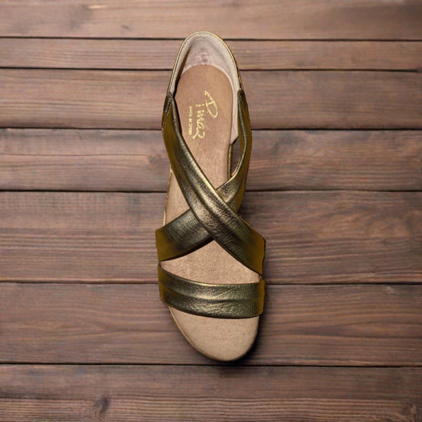 Pinaz 317 AO Gold Leather Espadrille Sandals