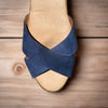 Pinaz Lona Blue Suede Espadrille Wedge Sandals