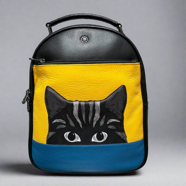 Yoshi Black Colour Block Cat Backpack