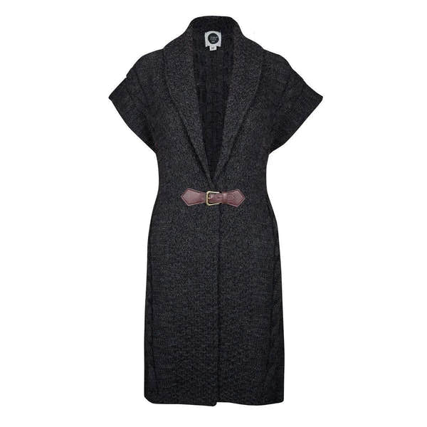J M Cooper Ladies Wool Buckle Cardigan Charcoal-elevate your sole