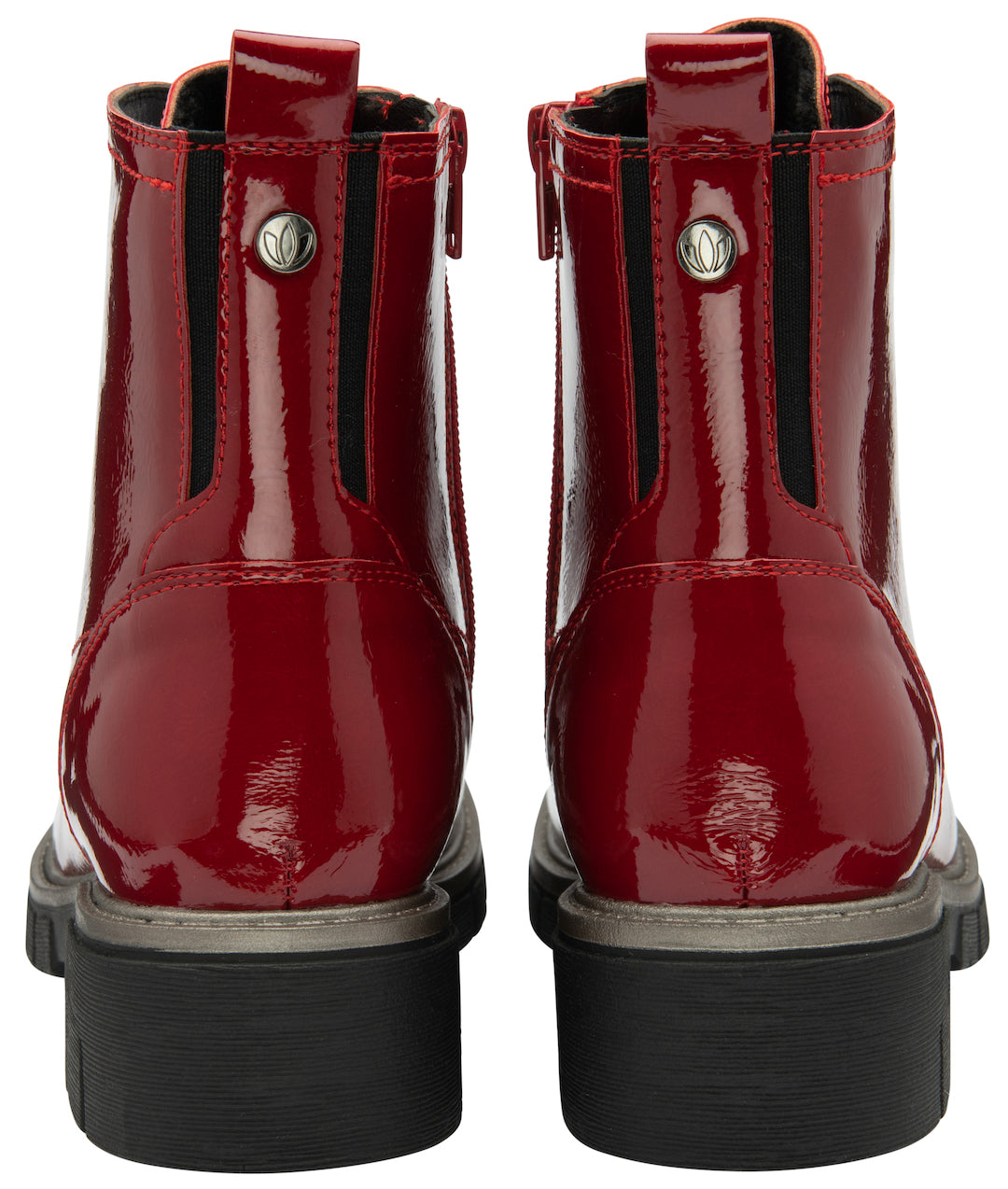 Lotus Jojo Ladies Red Patent Zip & Lace Ankle Boots
