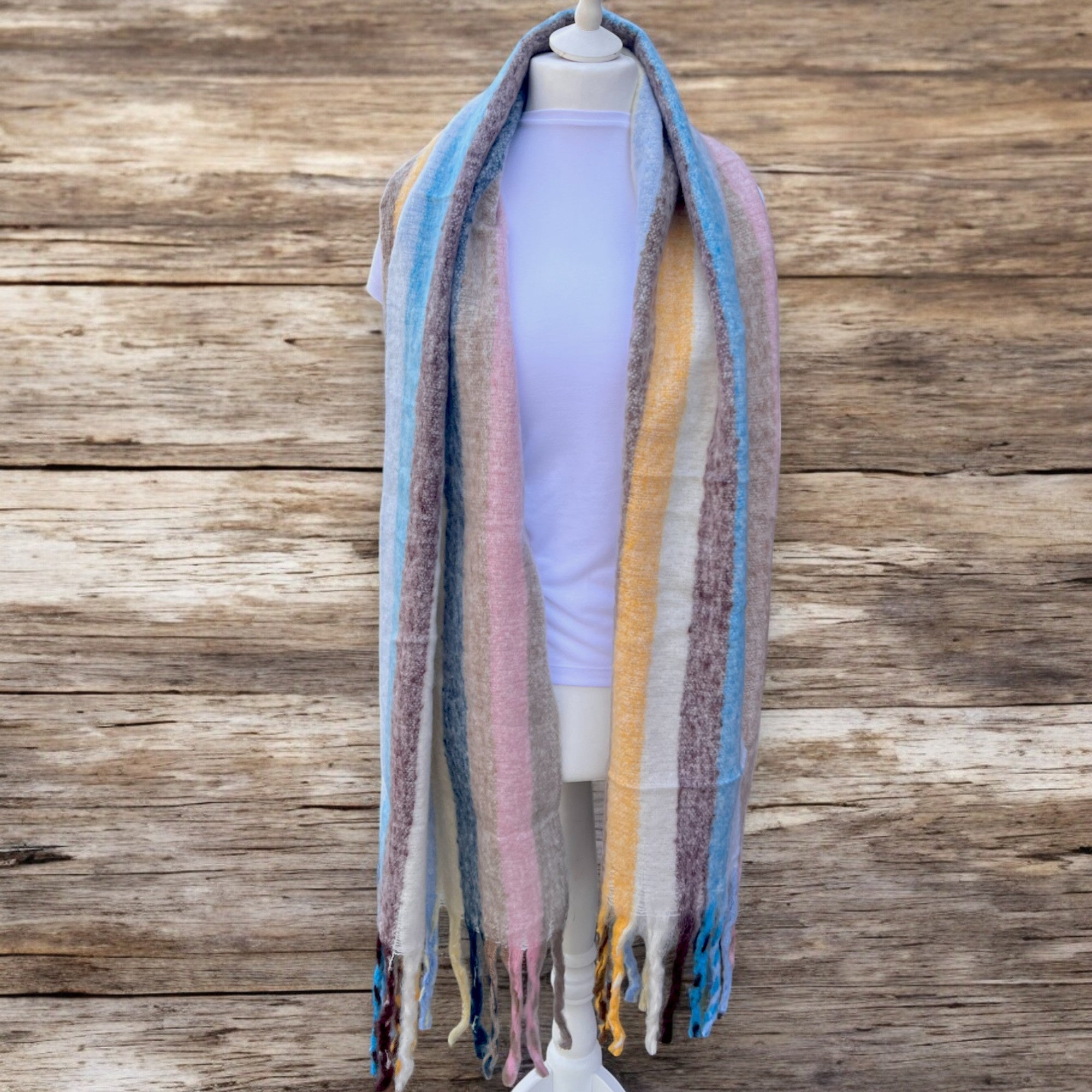 Jess & Lou Stripy Colour Block Soft Winter Scarf SW702