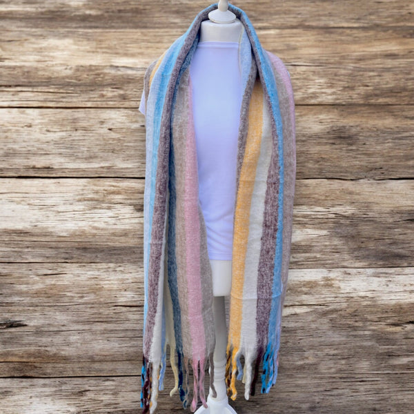 Jess & Lou Stripy Colour Block Soft Winter Scarf SW702