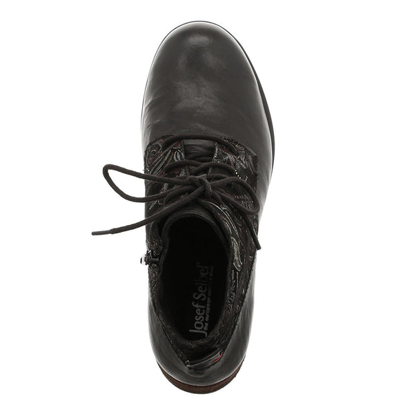 Josef Seibel 76510 Sanja 10 Ladies Black-Combi Leather Arch Support Lace Up Ankle Boots-elevate your sole