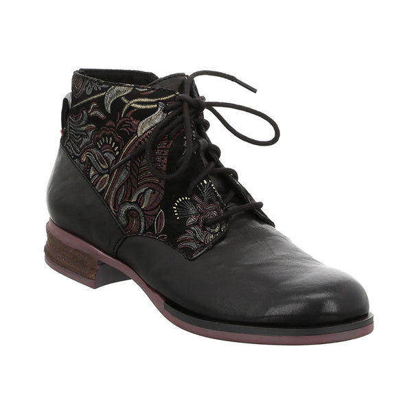 Josef Seibel 76510 Sanja 10 Ladies Black-Combi Leather Arch Support Lace Up Ankle Boots-elevate your sole