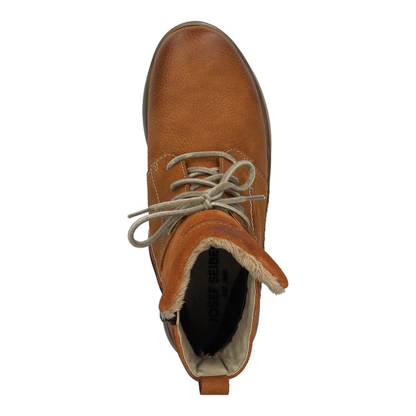 Josef Seibel 91753 Conny 53 Ladies Orange Nubuck Waterproof Arch Support Zip & Lace Ankle Boots-elevate your sole