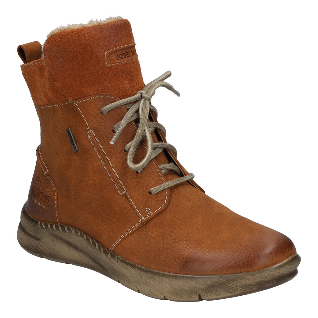 Josef Seibel 91753 Conny 53 Ladies Orange Nubuck Waterproof Arch Support Zip & Lace Ankle Boots-elevate your sole