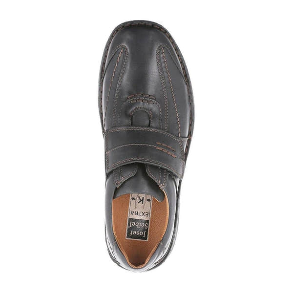 Josef Seibel Alec Black Men’s Leather Hook and Loop Shoes-elevate your sole