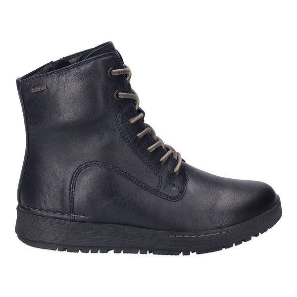 Josef Seibel Anna 51 Ladies Wide Ocean Navy Leather Waterproof Arch Support Lace Up Ankle Boots-elevate your sole
