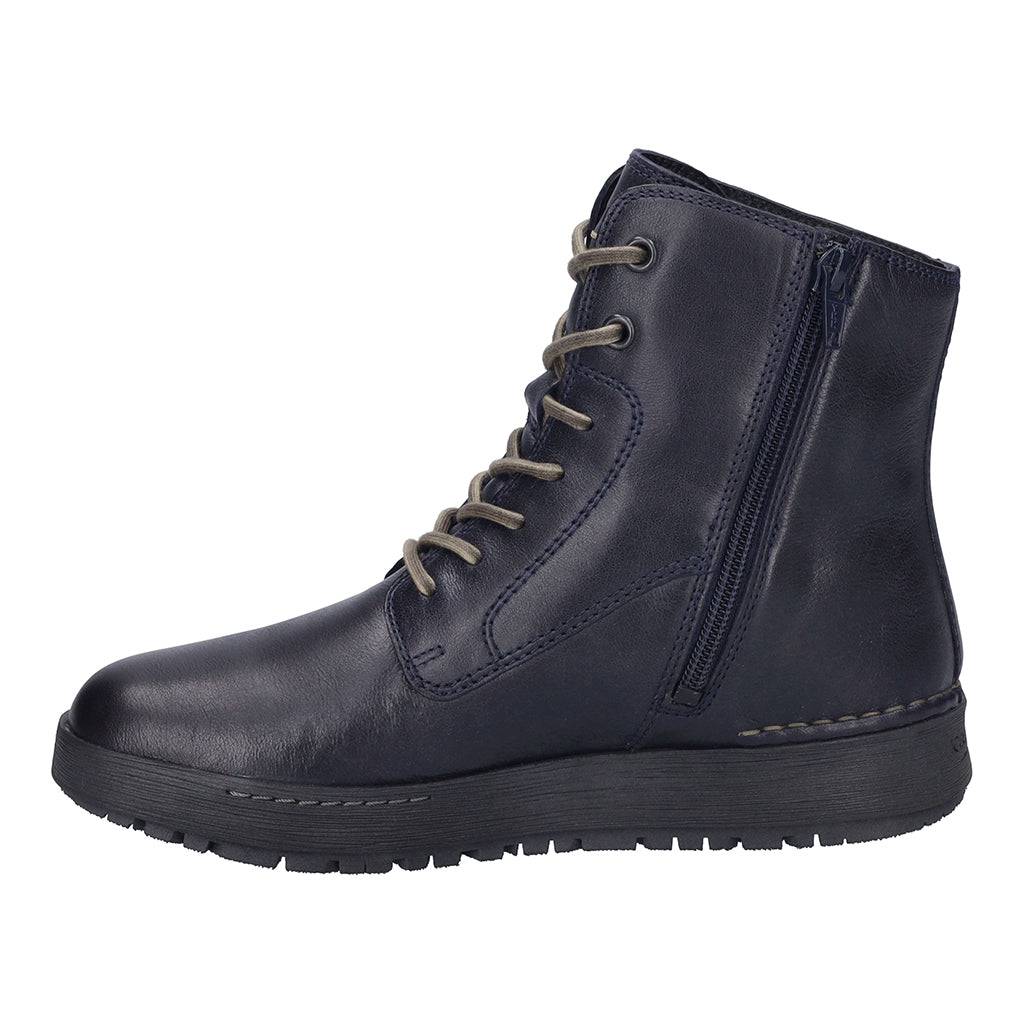 Josef Seibel Anna 51 Ladies Wide Ocean Navy Leather Waterproof Arch Support Lace Up Ankle Boots-elevate your sole