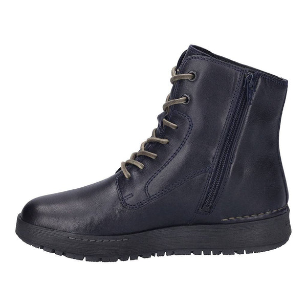 Josef Seibel Anna 51 Ladies Wide Ocean Navy Leather Waterproof Arch Support Lace Up Ankle Boots-elevate your sole