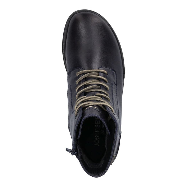 Josef Seibel Anna 51 Ladies Wide Ocean Navy Leather Waterproof Arch Support Lace Up Ankle Boots-elevate your sole