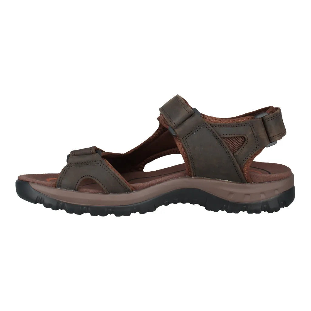 Josef Seibel Bart 06 men's brown leather and textile touch fastening sandal with cushioned sole and rugged outsole.