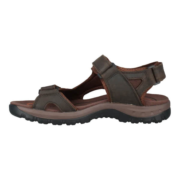 Josef Seibel Bart 06 men's brown leather and textile touch fastening sandal with cushioned sole and rugged outsole.