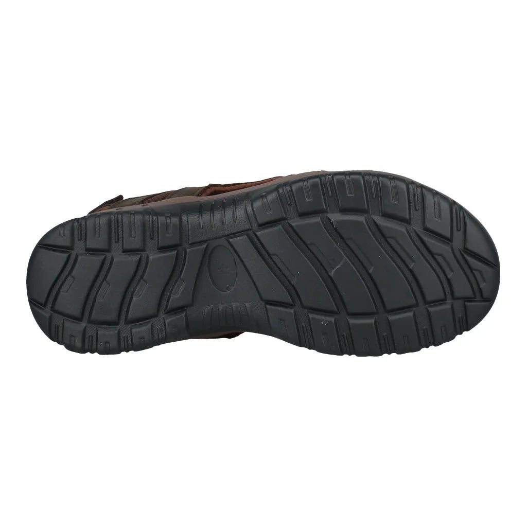 Josef Seibel Bart 06 men's brown leather and textile sandals with touch fastenings, featuring a black, rugged, slip-resistant sole.