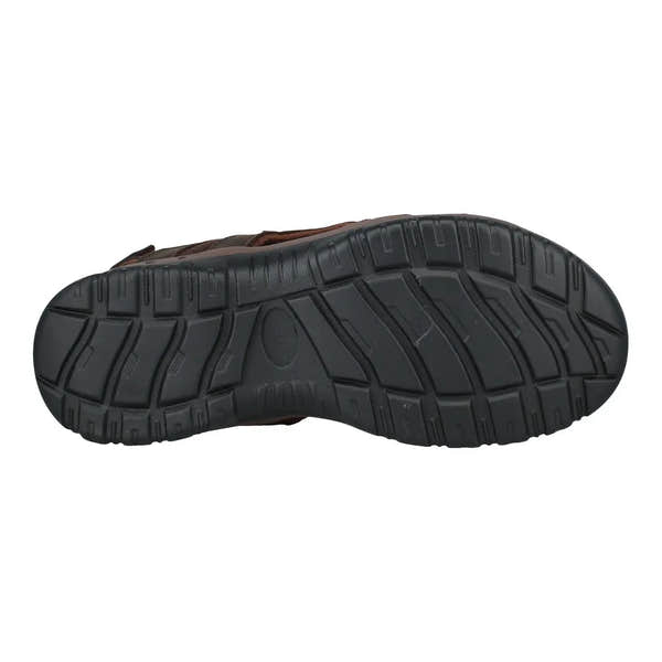Josef Seibel Bart 06 men's brown leather and textile sandals with touch fastenings, featuring a black, rugged, slip-resistant sole.