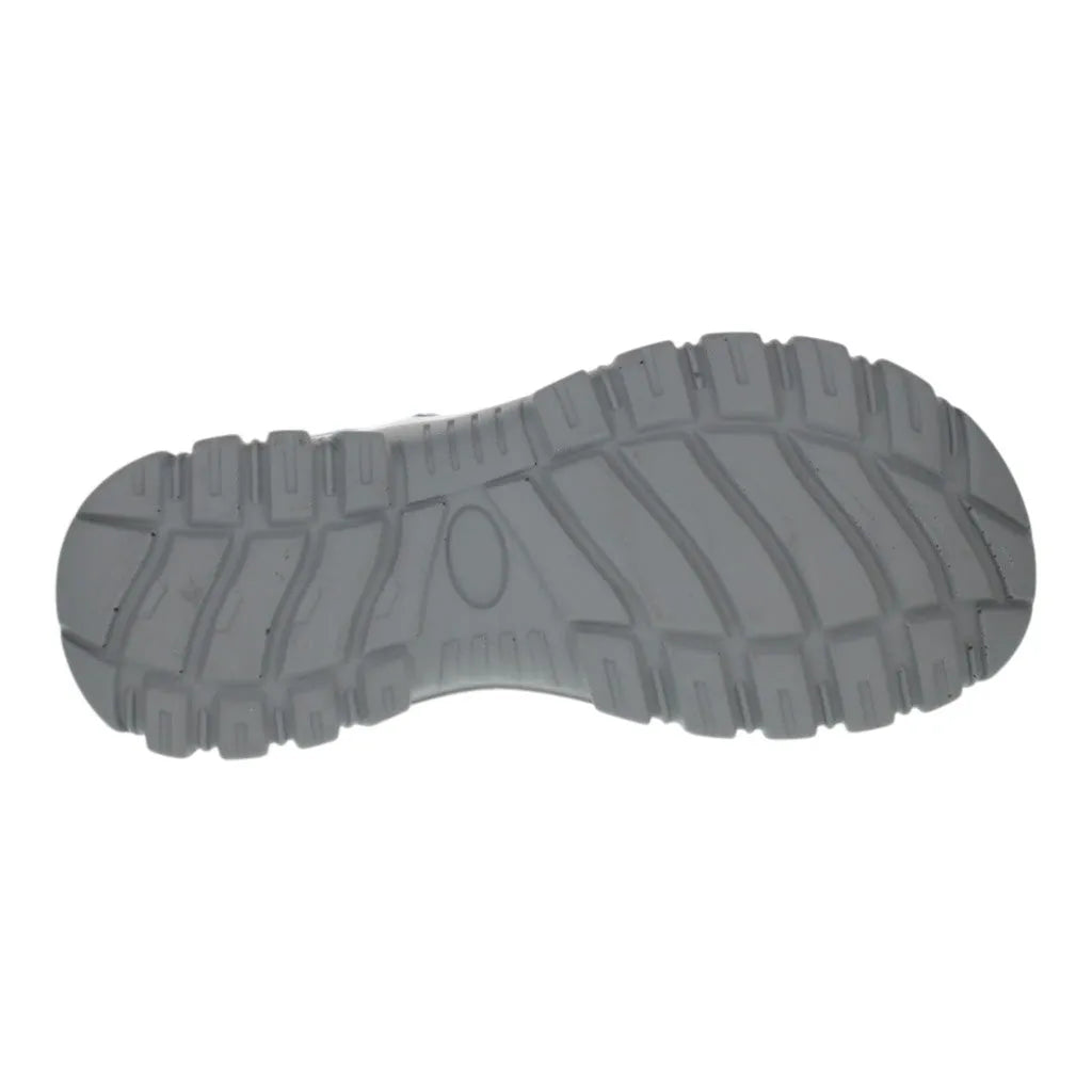 Josef Seibel Bella 10 Ladies blue leather and textile sandals with touch fastening, showing textured rubber sole.