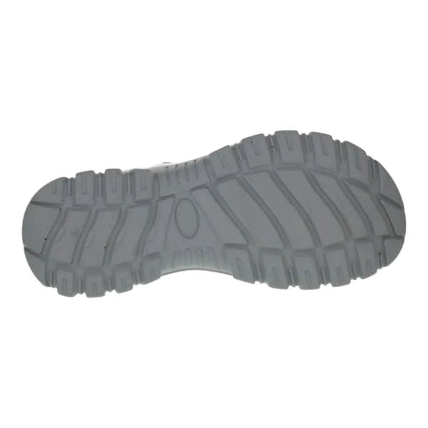 Josef Seibel Bella 10 Ladies blue leather and textile sandals with touch fastening, showing textured rubber sole.