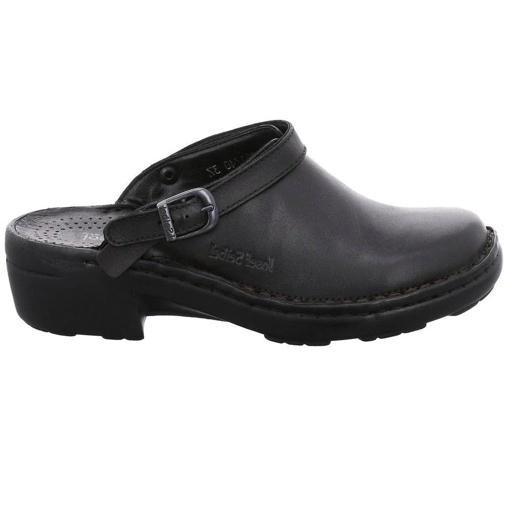 Josef Seibel Betsy Black Leather Slip On Mule Shoes-elevate your sole
