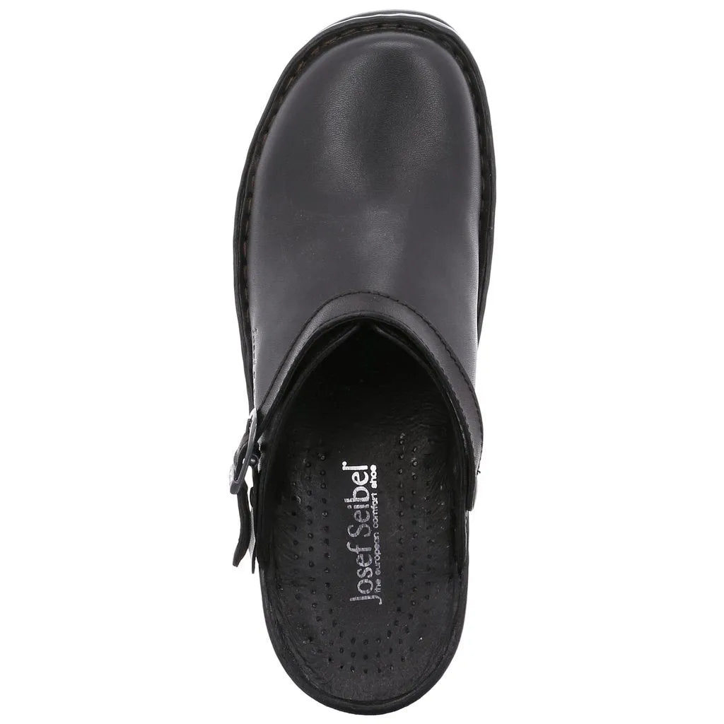 Josef Seibel Betsy Black Leather Slip On Mule Shoes - elevate your sole