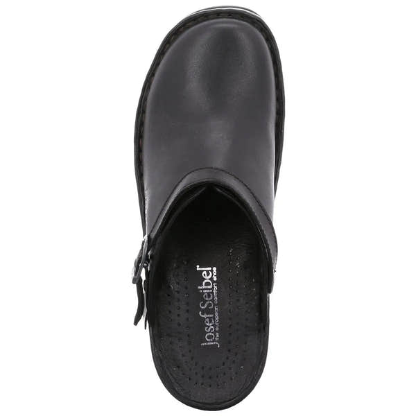 Josef Seibel Betsy Black Leather Slip On Mule Shoes - elevate your sole