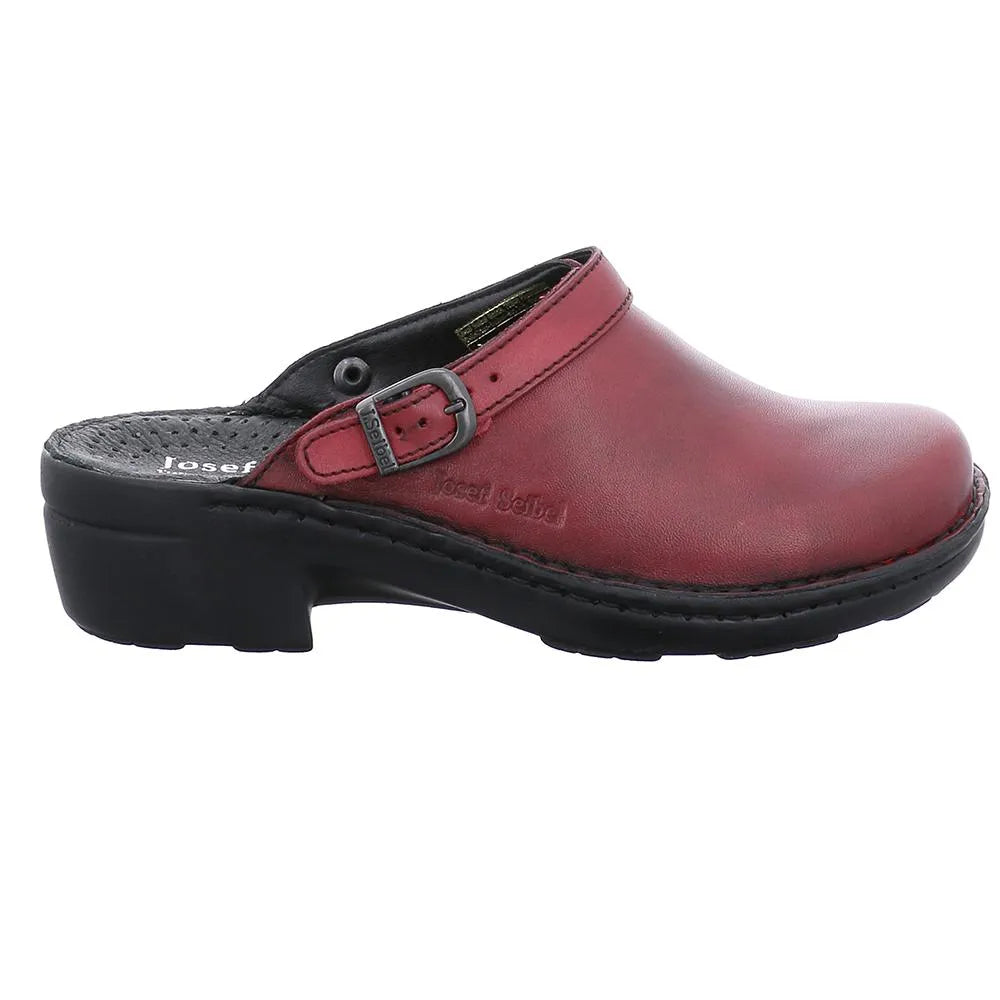 Josef Seibel Betsy Red Leather Back Strap Mule - elevate your sole