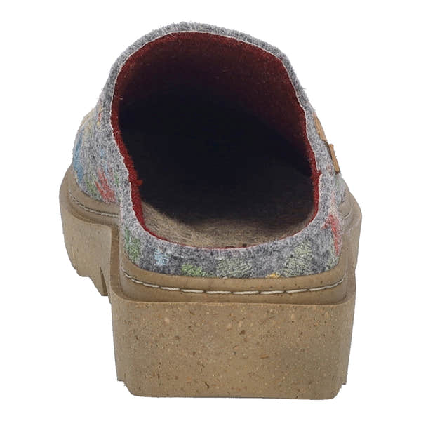 Josef Seibel Carmaux 01 women's grey multi slip-on textile slippers with a beige chunky sole.