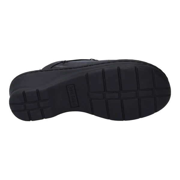 Josef Seibel Catalonia 48 Black women's leather mule with slip-on design and durable rubber sole.