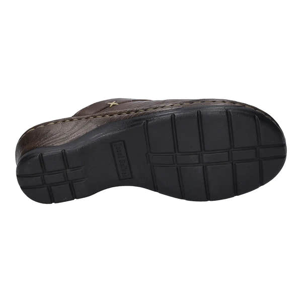 Josef Seibel Catalonia 48 Brasil Brown ladies mule shoe with rubber outsole and stitched leather upper.