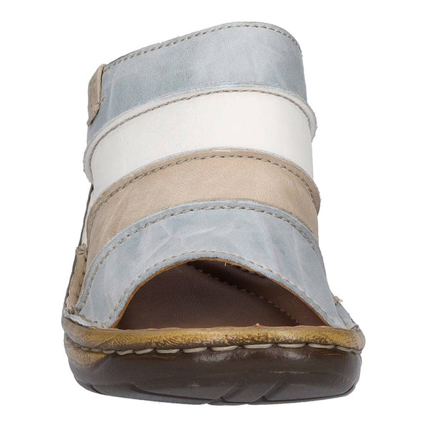 Josef Seibel Catalonia 64 Ladies Sky Blue Multi Leather Slip On Mules-elevate your sole