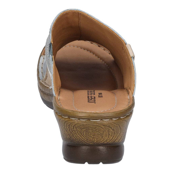 Josef Seibel Catalonia 64 Ladies Sky Blue Multi Leather Slip On Mules-elevate your sole