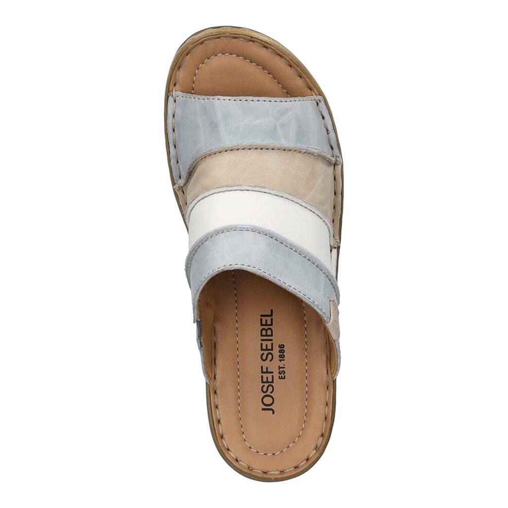 Josef Seibel Catalonia 64 Ladies Sky Blue Multi Leather Slip On Mules-elevate your sole