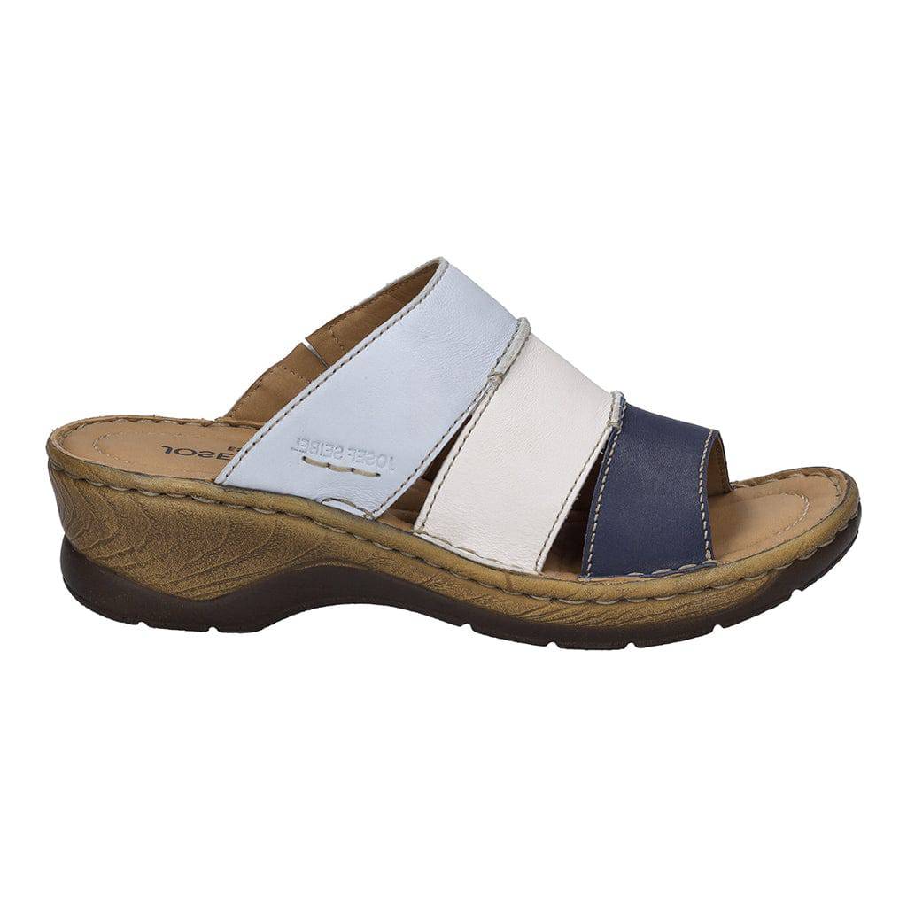 Josef Seibel Catalonia 86 Ladies Ocean Navy-Multi Leather Slip On Sandals-elevate your sole