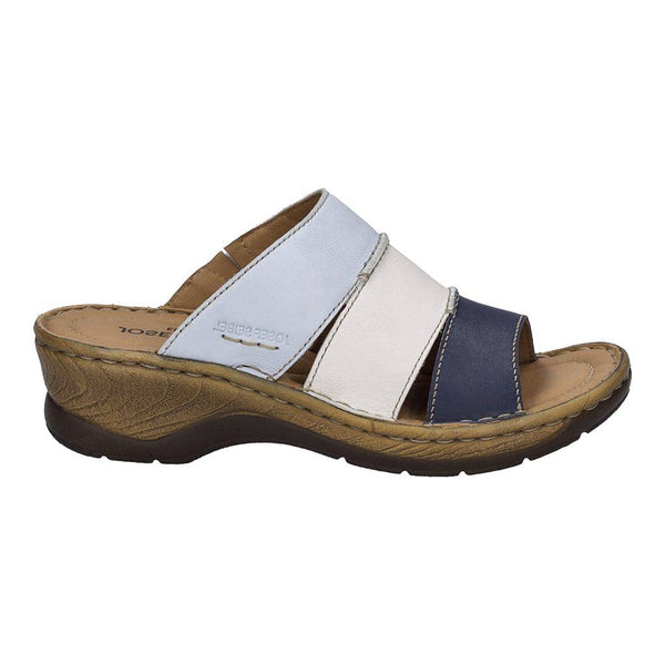 Josef Seibel Catalonia 86 Ladies Ocean Navy-Multi Leather Slip On Sandals-elevate your sole