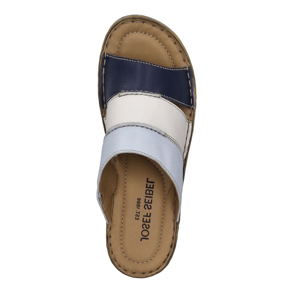 Josef Seibel Catalonia 86 Ladies Ocean Navy-Multi Leather Slip On Sandals-elevate your sole