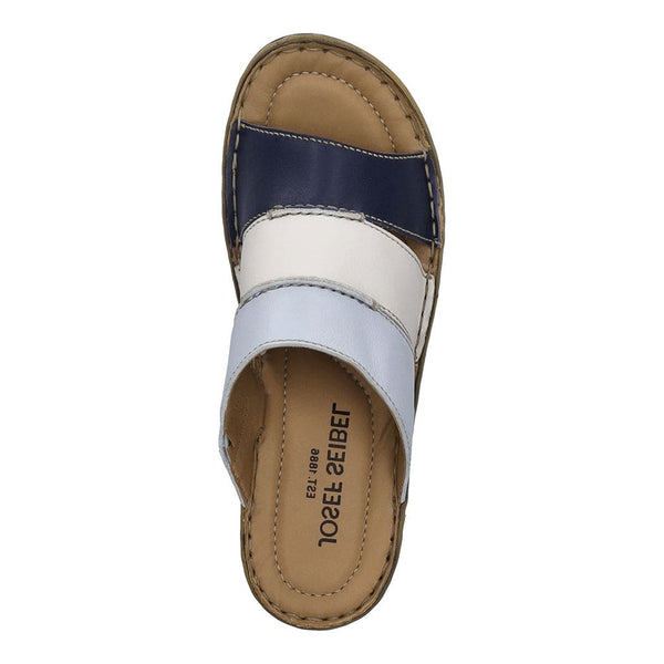 Josef Seibel Catalonia 86 Ladies Ocean Navy-Multi Leather Slip On Sandals-elevate your sole