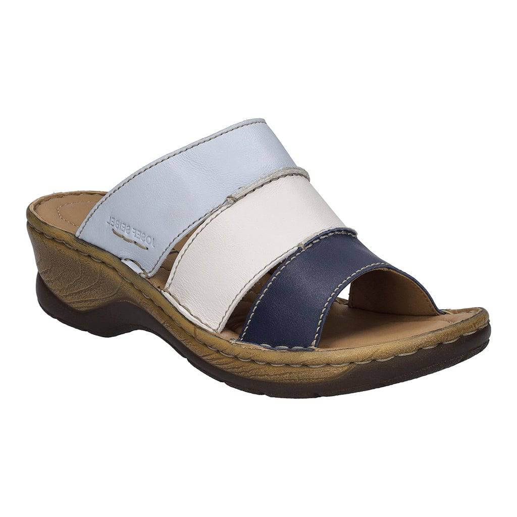 Josef Seibel Catalonia 86 Ladies Ocean Navy-Multi Leather Slip On Sandals-elevate your sole