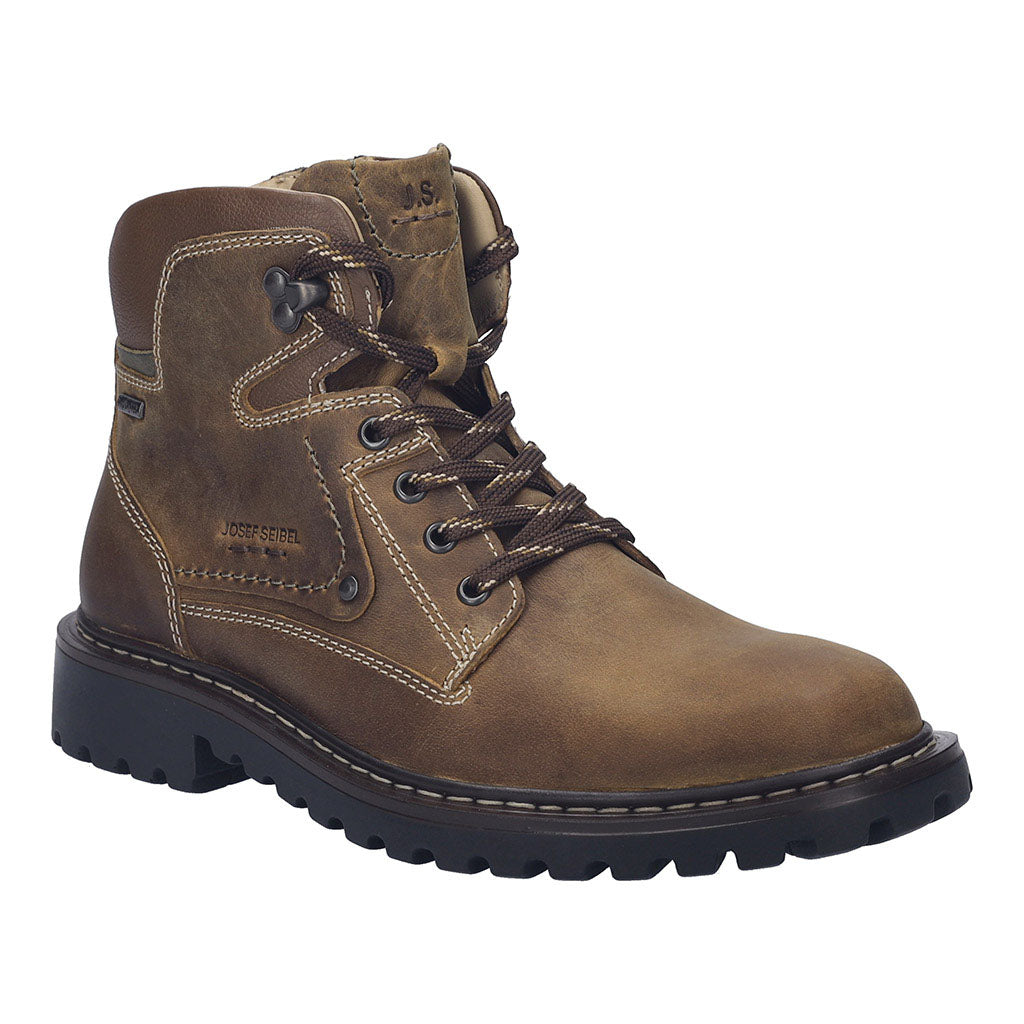 Josef Seibel Chance 51 Mens Castagne Combi Leather Waterproof Lace Up Ankle Boots