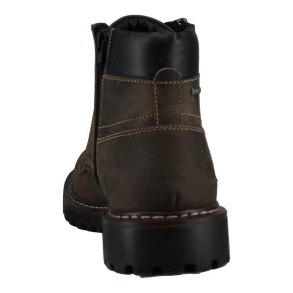 Josef Seibel Chance 67 men's volcano grey leather waterproof ankle boots with zipper and lace closure.