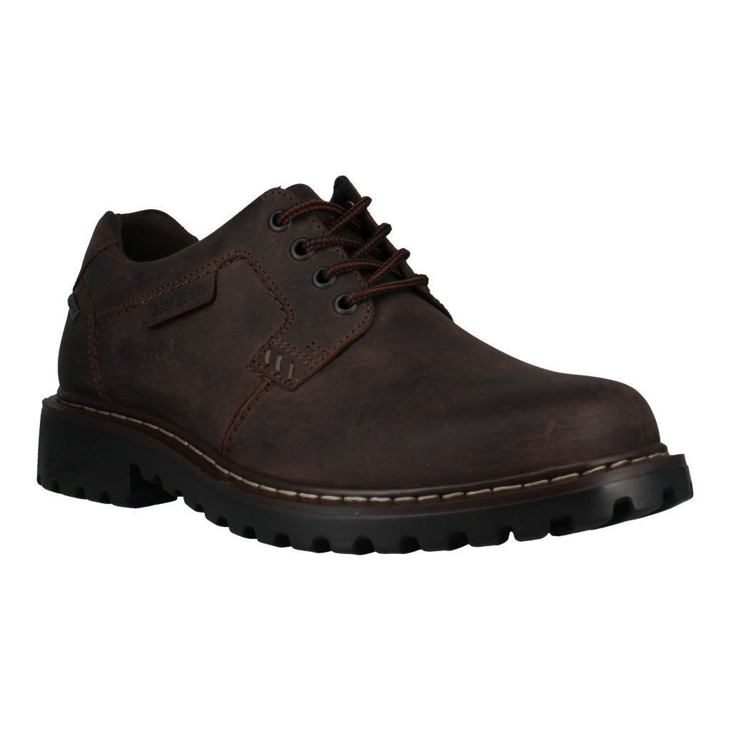 Josef Seibel Chance 68 men's brown leather waterproof lace-up shoes with rugged sole.