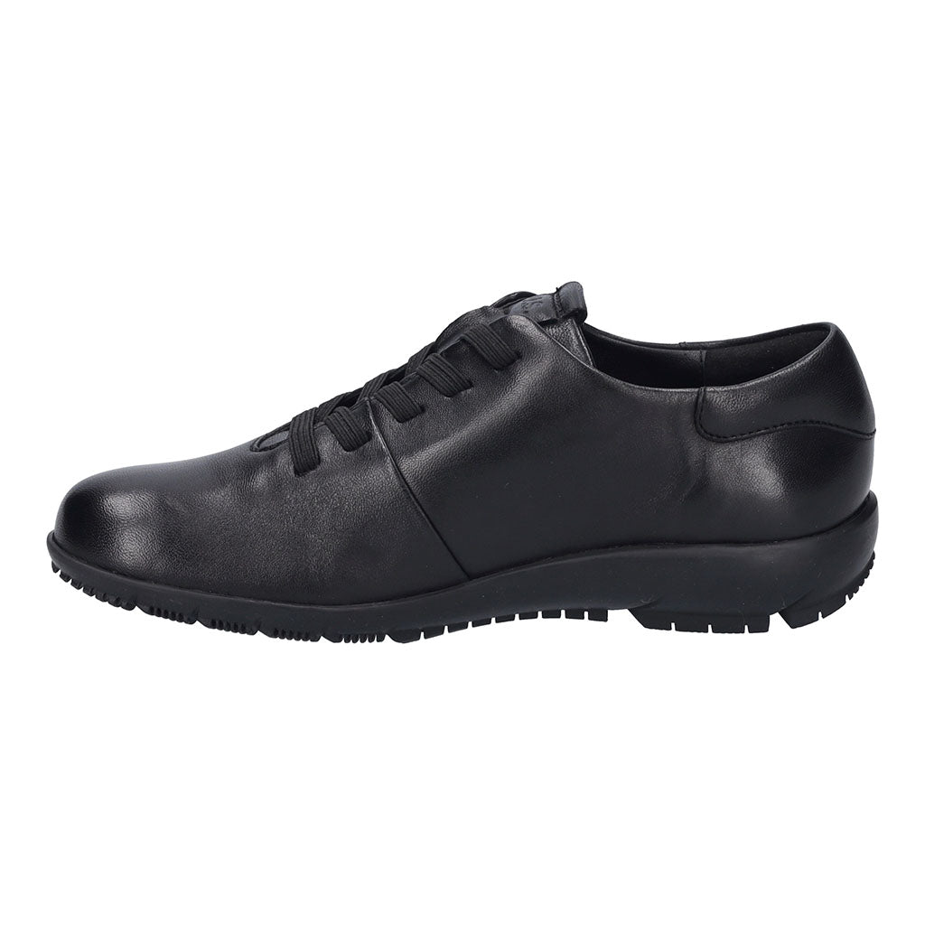 Josef Seibel Charlotte 01 women’s black leather slip-on shoes with arch support and casual design.