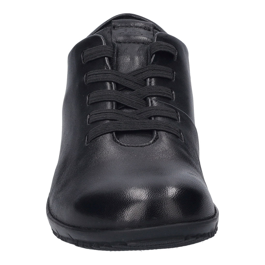 Josef Seibel Charlotte 01 women's black leather slip-on shoes with arch support and lace-up design.