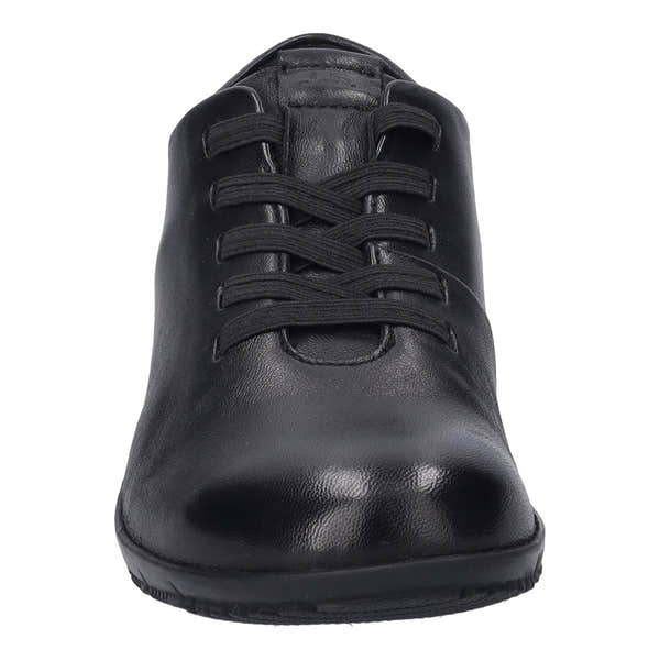 Josef Seibel Charlotte 01 women's black leather slip-on shoes with arch support and lace-up design.