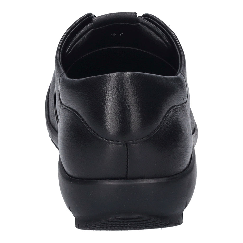 Josef Seibel Charlotte 01 women's black leather slip-on shoes with arch support and rounded toe, designed for comfort and style.