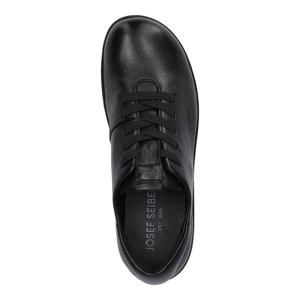 Josef Seibel Charlotte 01 women's black leather slip-on shoes with arch support and lace-up design.