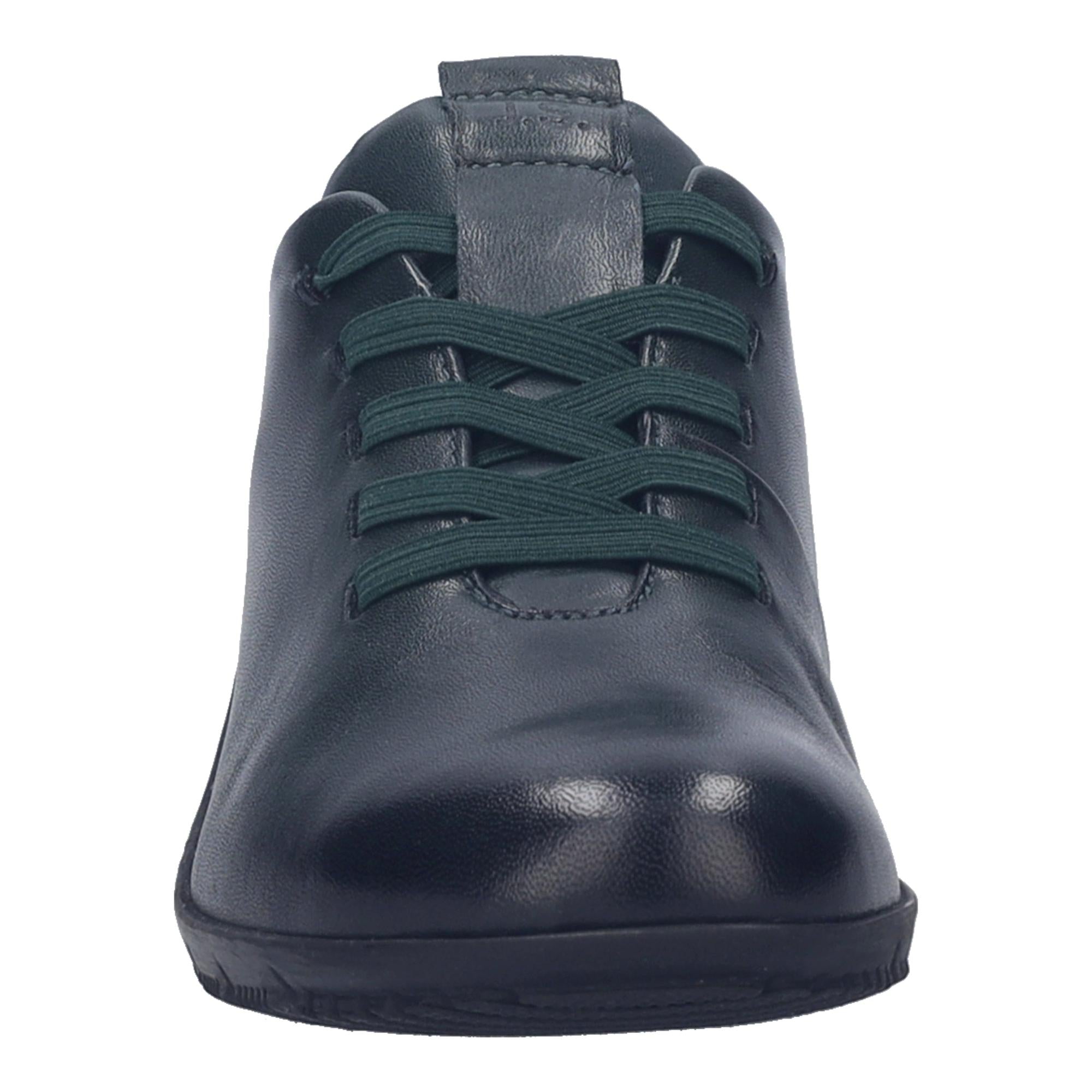 Josef Seibel Charlotte 01 women's green leather slip-on shoes with arch support and lace-up design.