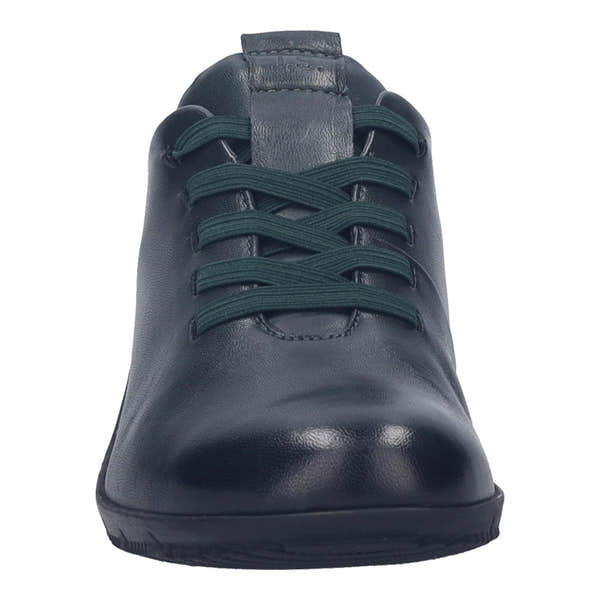 Josef Seibel Charlotte 01 women's green leather slip-on shoes with arch support and lace-up design.